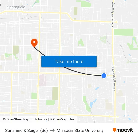 Sunshine & Seiger (Se) to Missouri State University map
