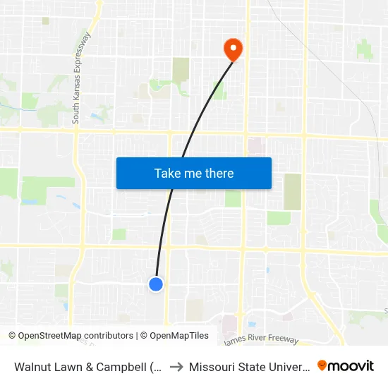 Walnut Lawn & Campbell (Nw) to Missouri State University map