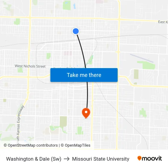 Washington & Dale (Sw) to Missouri State University map