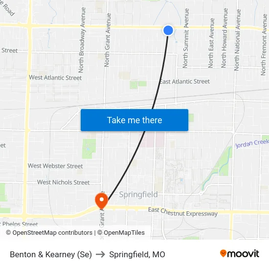 Benton & Kearney (Se) to Springfield, MO map