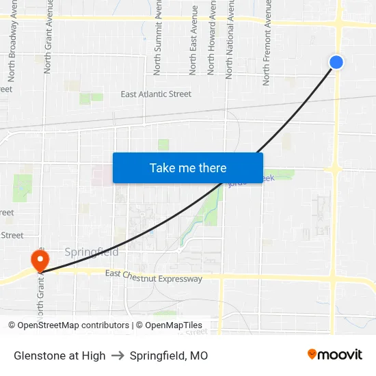 Glenstone at High to Springfield, MO map