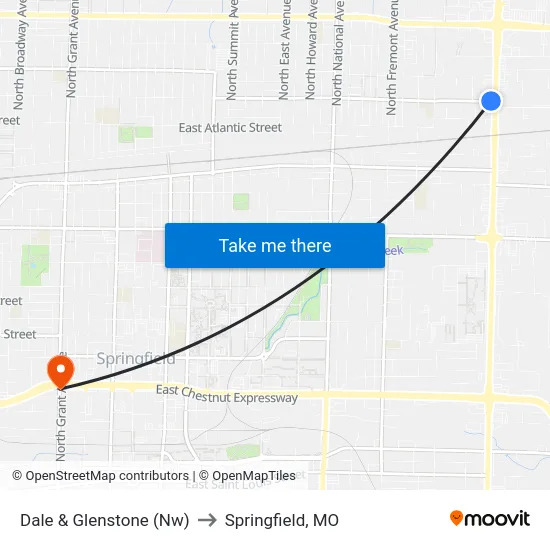 Dale & Glenstone (Nw) to Springfield, MO map
