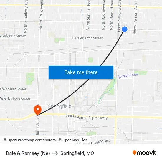 Dale & Ramsey (Ne) to Springfield, MO map