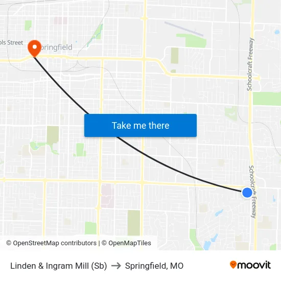 Linden & Ingram Mill (Sb) to Springfield, MO map