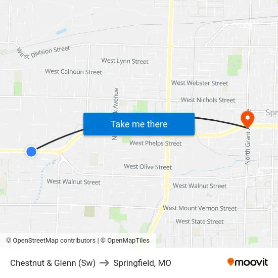 Chestnut & Glenn (Sw) to Springfield, MO map