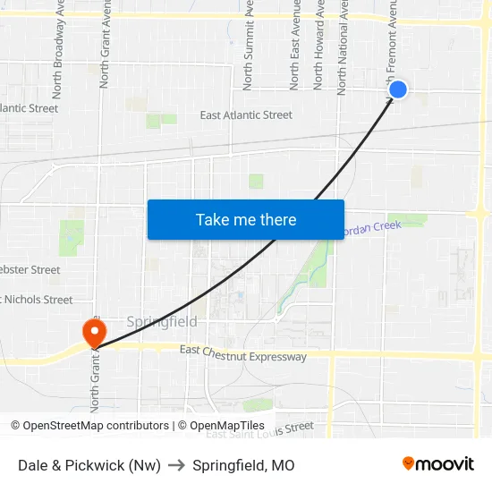 Dale & Pickwick (Nw) to Springfield, MO map