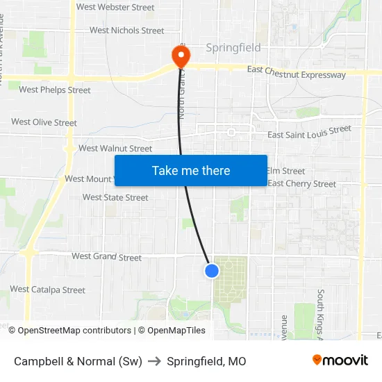 Campbell & Normal (Sw) to Springfield, MO map