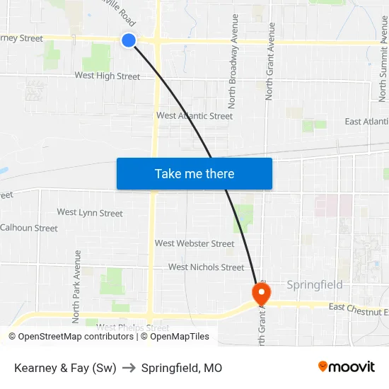 Kearney & Fay  (Sw) to Springfield, MO map