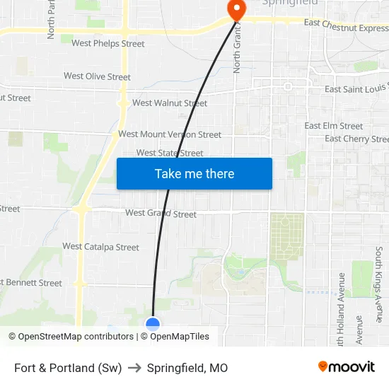 Fort & Portland (Sw) to Springfield, MO map