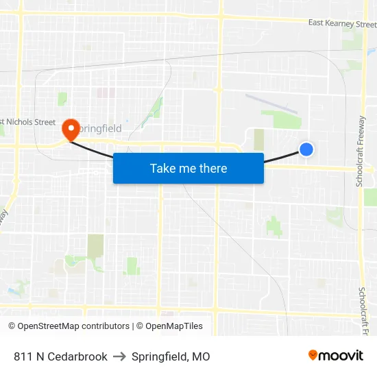 811 N Cedarbrook to Springfield, MO map
