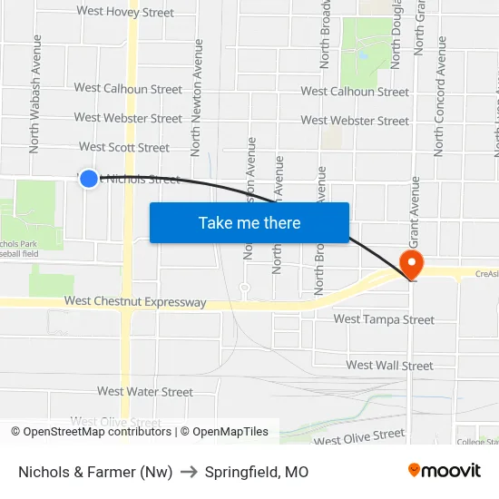Nichols & Farmer (Nw) to Springfield, MO map