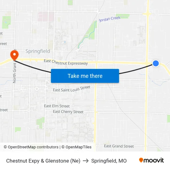 Chestnut Expy & Glenstone (Ne) to Springfield, MO map