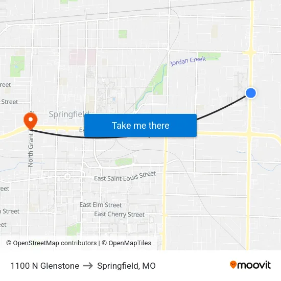 1100 N Glenstone to Springfield, MO map