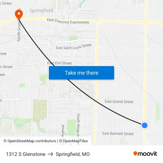 1312 S Glenstone to Springfield, MO map