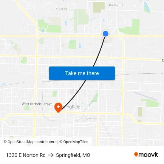 1320 E Norton Rd to Springfield, MO map