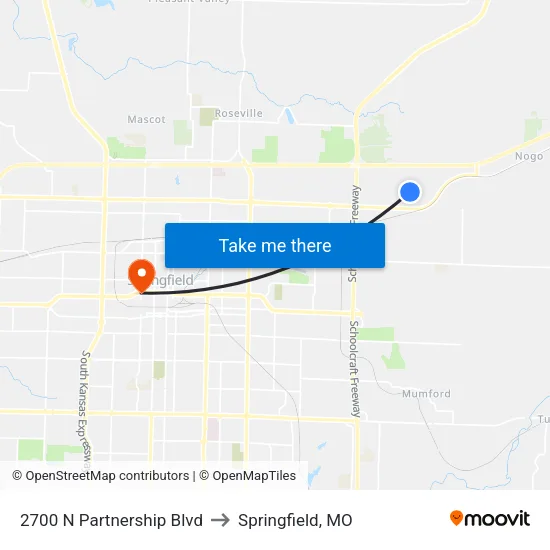 2700 N Partnership Blvd to Springfield, MO map