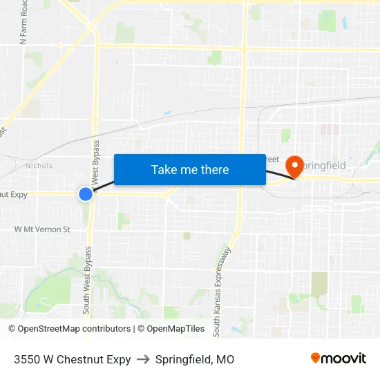 3550 W Chestnut Expy to Springfield, MO map