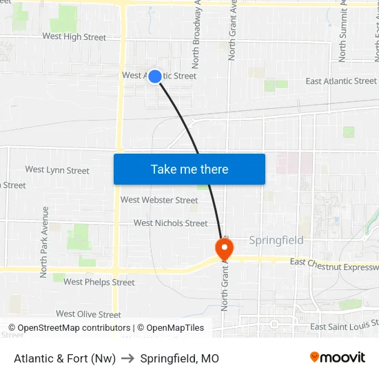 Atlantic & Fort (Nw) to Springfield, MO map