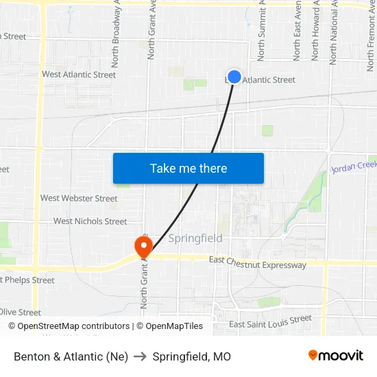 Benton & Atlantic (Ne) to Springfield, MO map