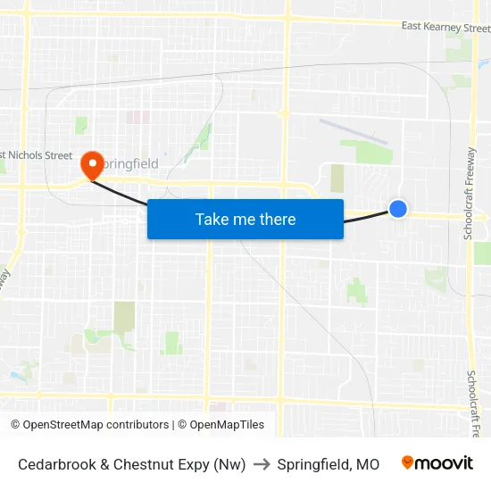 Cedarbrook & Chestnut Expy (Nw) to Springfield, MO map