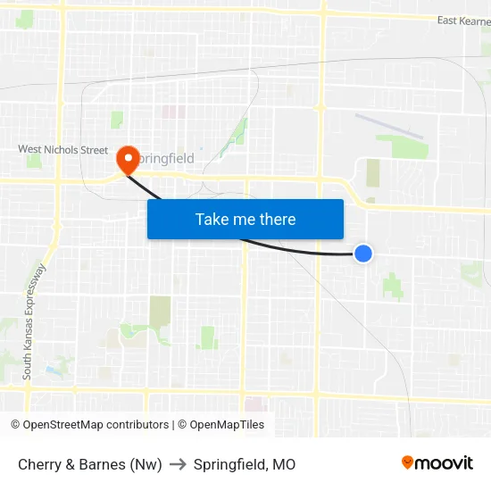 Cherry & Barnes (Nw) to Springfield, MO map