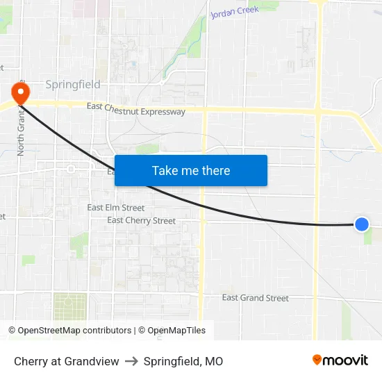 Cherry at Grandview to Springfield, MO map