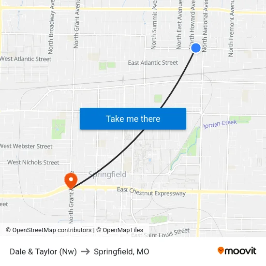 Dale & Taylor (Nw) to Springfield, MO map