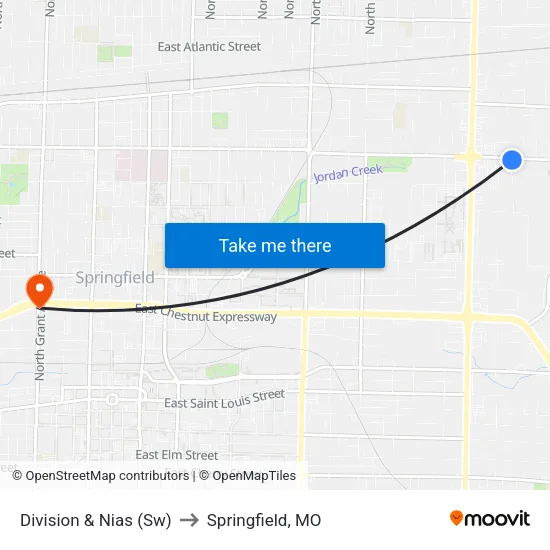Division & Nias (Sw) to Springfield, MO map