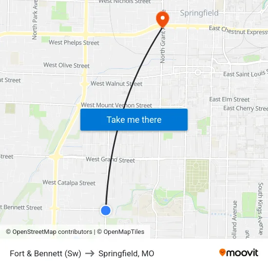 Fort & Bennett (Sw) to Springfield, MO map