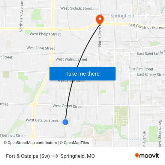 Fort & Catalpa (Sw) to Springfield, MO map