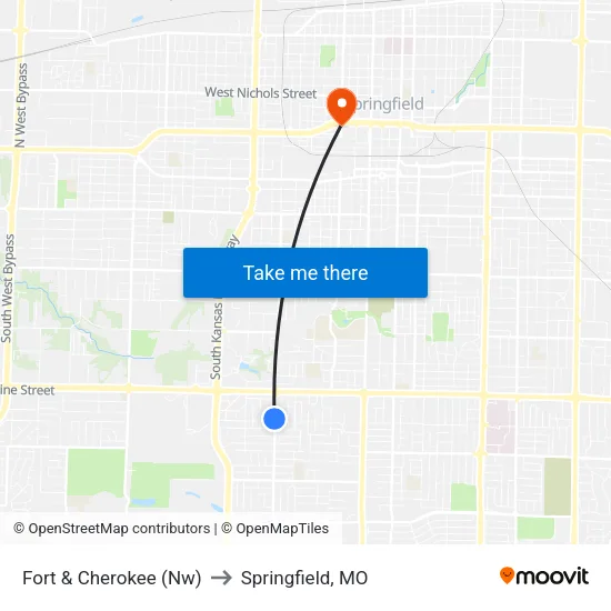 Fort & Cherokee (Nw) to Springfield, MO map