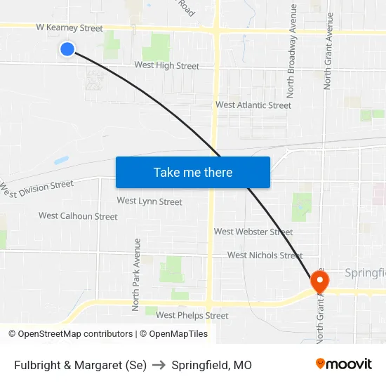 Fulbright & Margaret (Se) to Springfield, MO map