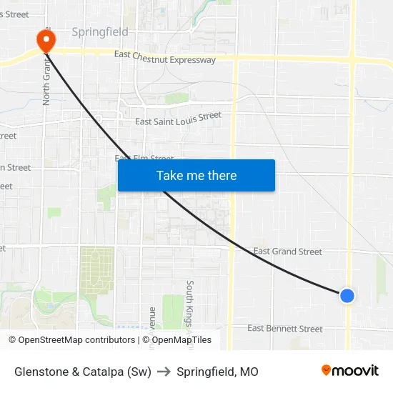 Glenstone & Catalpa (Sw) to Springfield, MO map