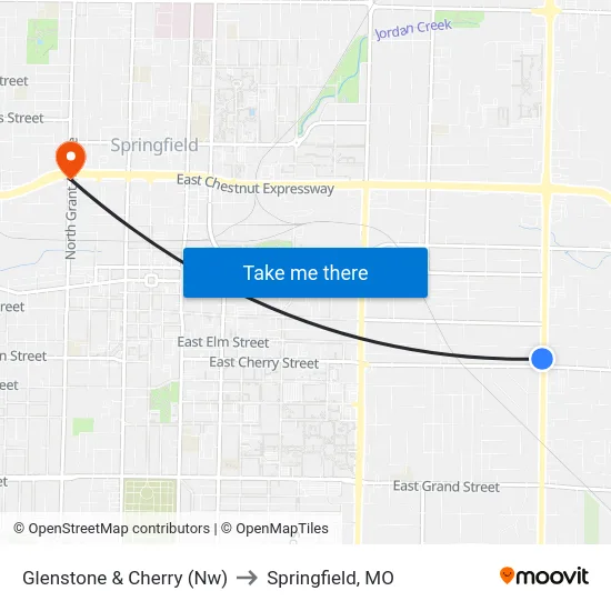 Glenstone & Cherry (Nw) to Springfield, MO map