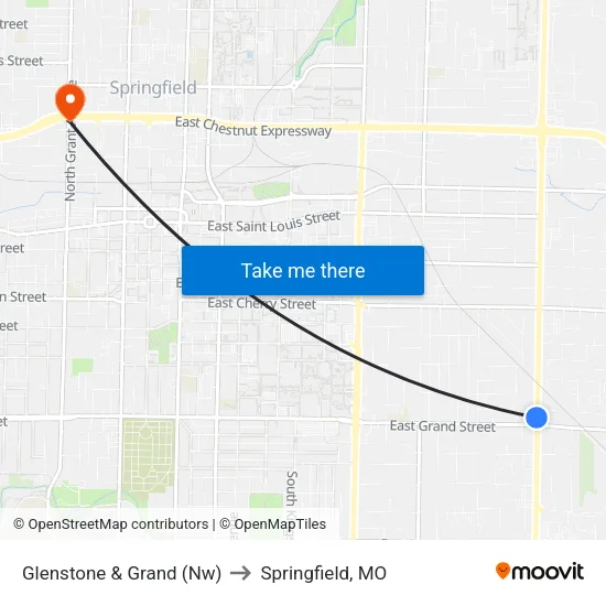 Glenstone & Grand (Nw) to Springfield, MO map