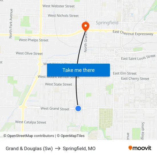 Grand & Douglas (Sw) to Springfield, MO map