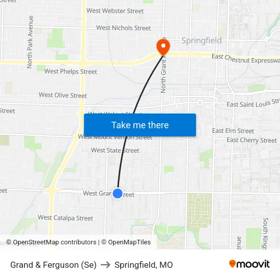 Grand & Ferguson (Se) to Springfield, MO map