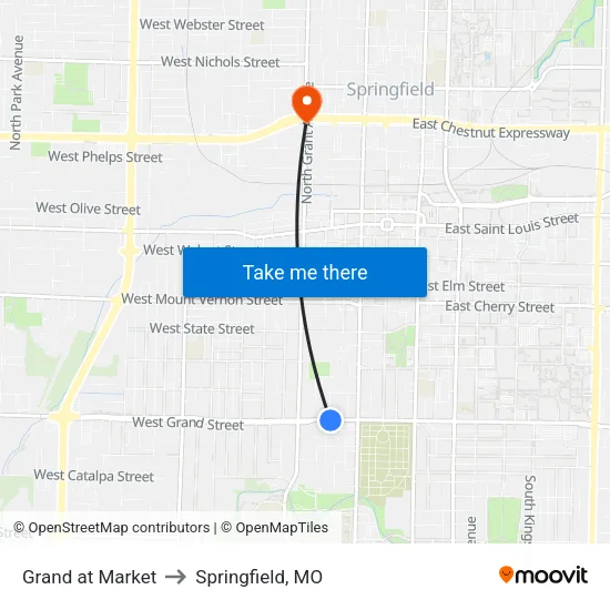 Grand at Market to Springfield, MO map