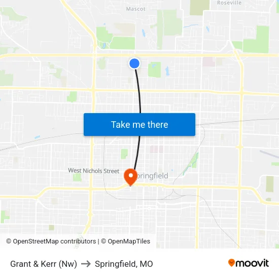Grant & Kerr (Nw) to Springfield, MO map