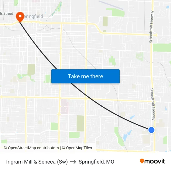 Ingram Mill & Seneca (Sw) to Springfield, MO map
