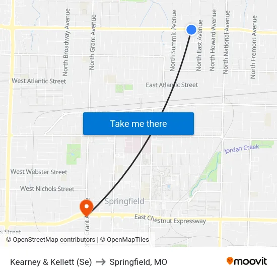 Kearney & Kellett (Se) to Springfield, MO map