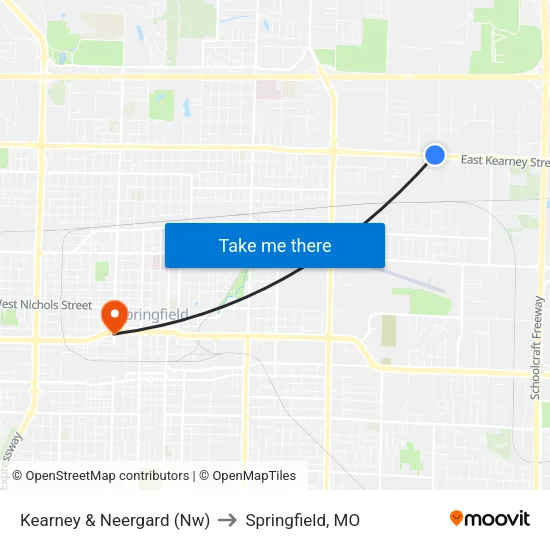 Kearney & Neergard (Nw) to Springfield, MO map