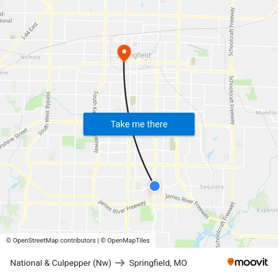 National & Culpepper (Nw) to Springfield, MO map