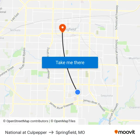 National at Culpepper to Springfield, MO map