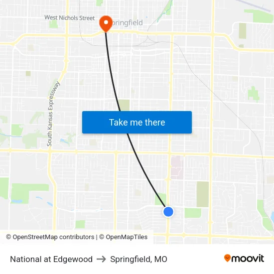 National at Edgewood to Springfield, MO map