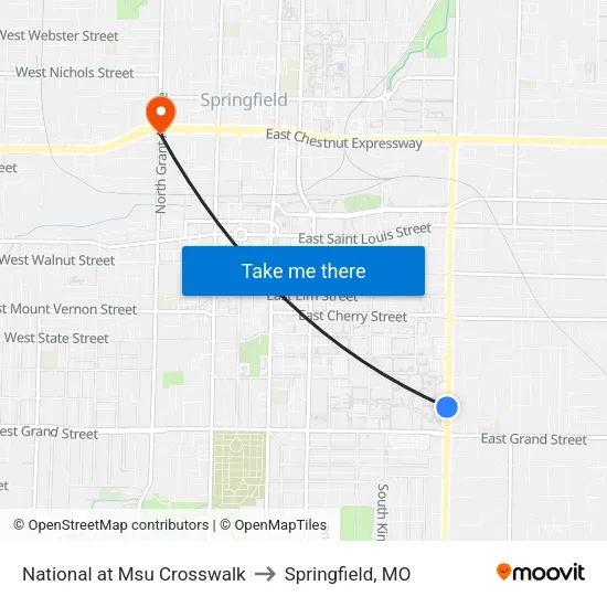 National at Msu Crosswalk to Springfield, MO map