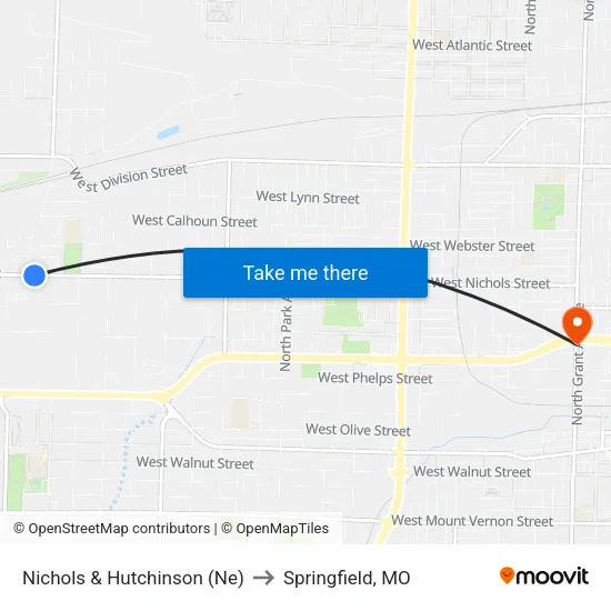 Nichols & Hutchinson (Ne) to Springfield, MO map