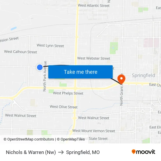 Nichols & Warren (Nw) to Springfield, MO map