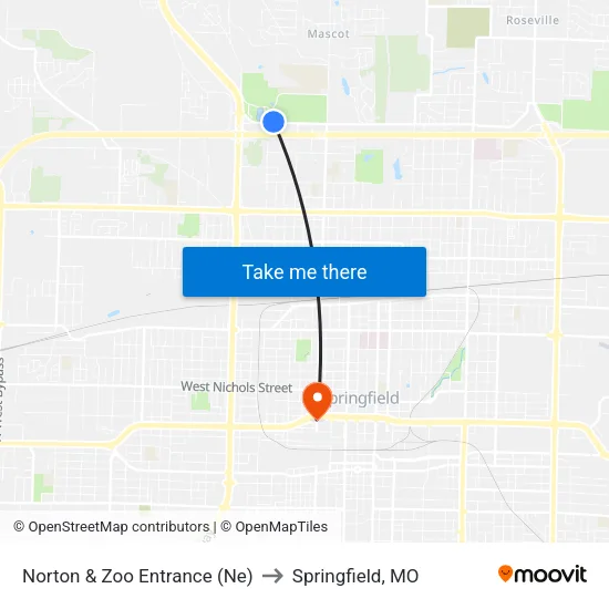 Norton & Zoo Entrance (Ne) to Springfield, MO map