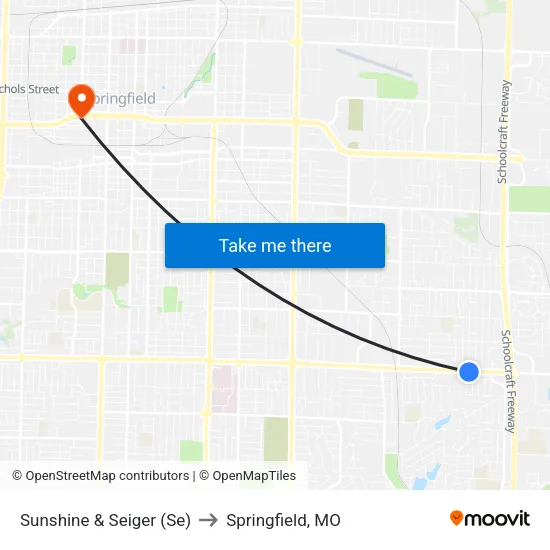 Sunshine & Seiger (Se) to Springfield, MO map